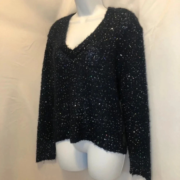 RD Style Mesh Back Sequin V Neck Sweater S - Picture 3 of 12